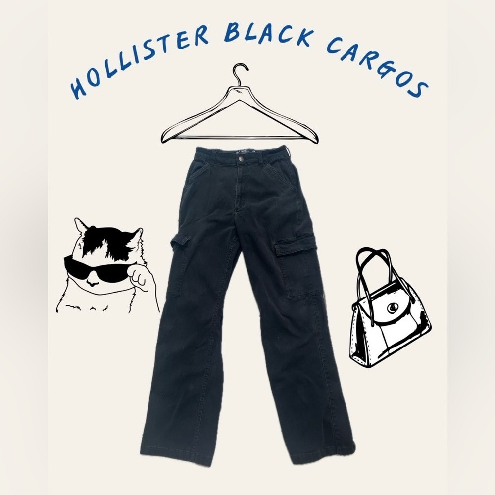 Hollister Black Cargo-Style Pants
